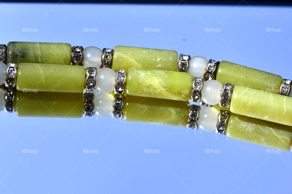 Jade bracelet with crystal and sterling silver 