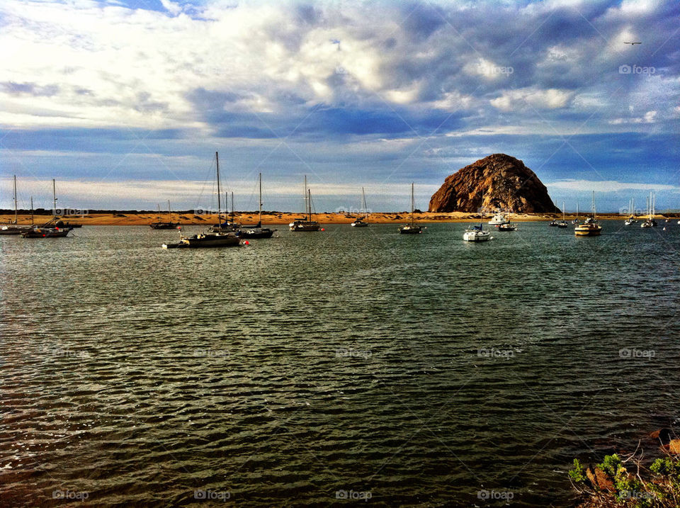 ocean sky clouds boats by elundeen