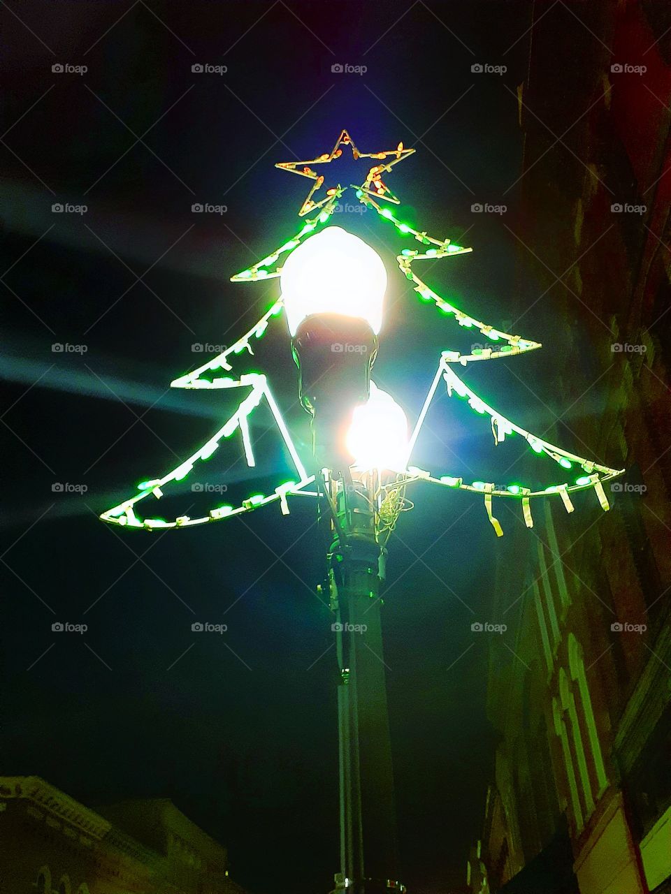 Christmas tree street light