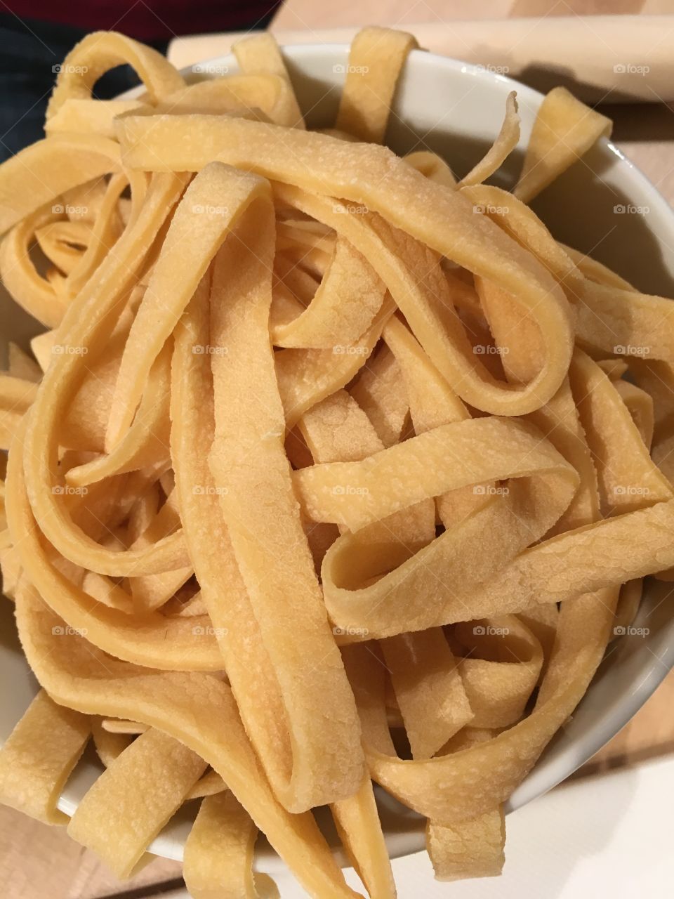 Closeup of a bowl of homemade pasta