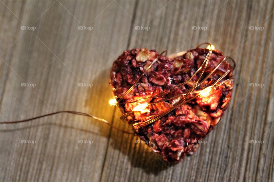 oatmeal heart in lights
