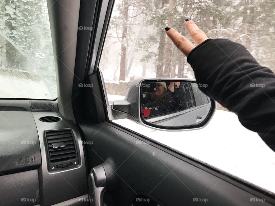 In the car selfie