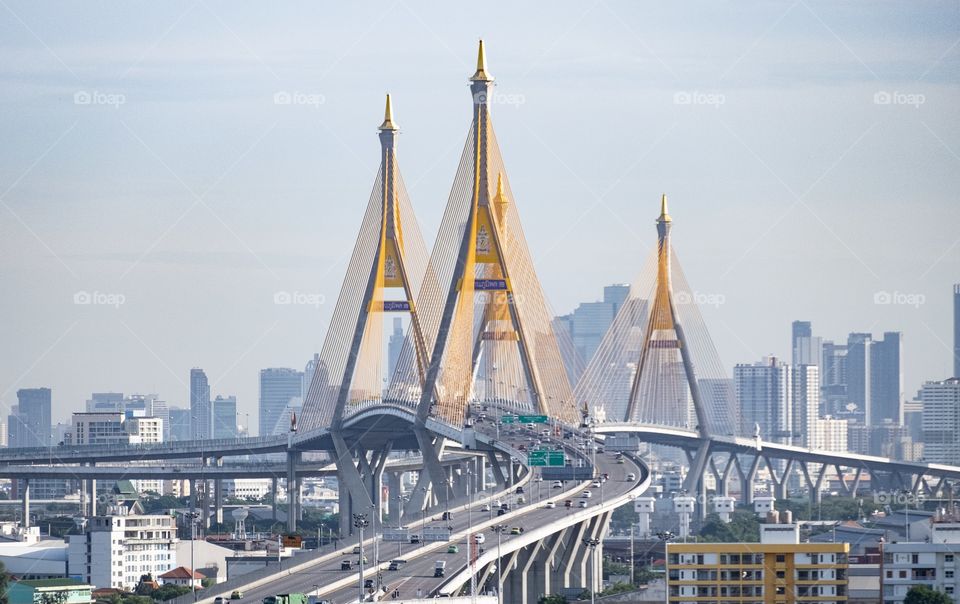 Bhumibol Bridge is the most beautiful landmark bridge in Thailand 