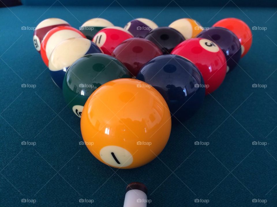 Billiard balls on table