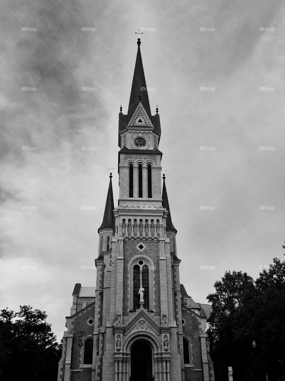 church architecture in black and white