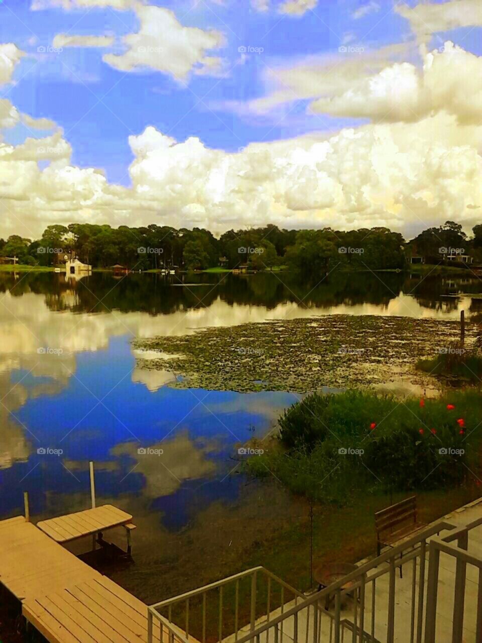 sky reflections on lake