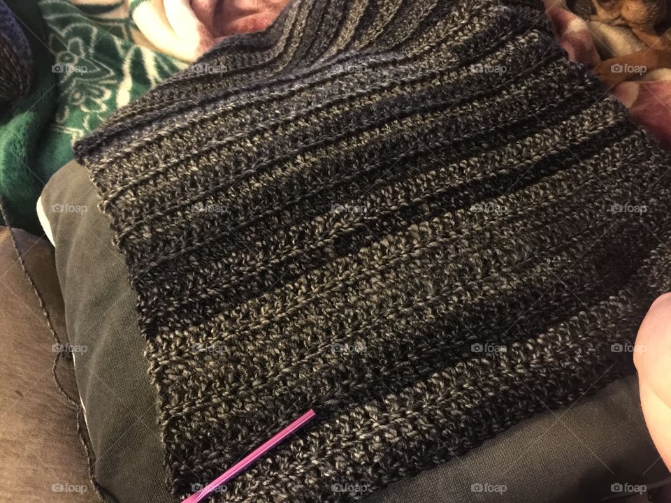 Crocheting a grey sweater
