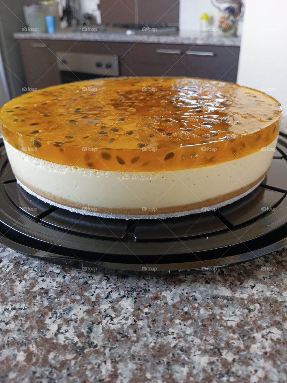 Maracuyá Cheesecake, delicious dessert with tropical fruit