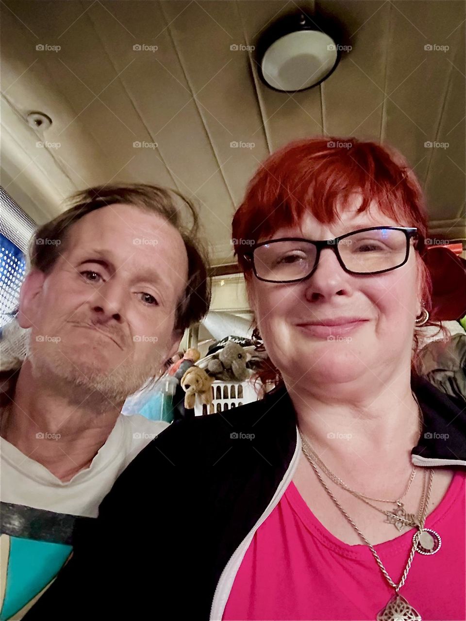 This is me, “Petra Schiller” a.k.a. “Maxine Firefox” with my partner “Timothy Trespas” aboard “Salvation”, the “28 ft 1969 Luhrs” cabin cruiser at “Newtown Creek” by the “Pulaski Bridge” in LIC that we call home. 2024. Hypnotic Productions