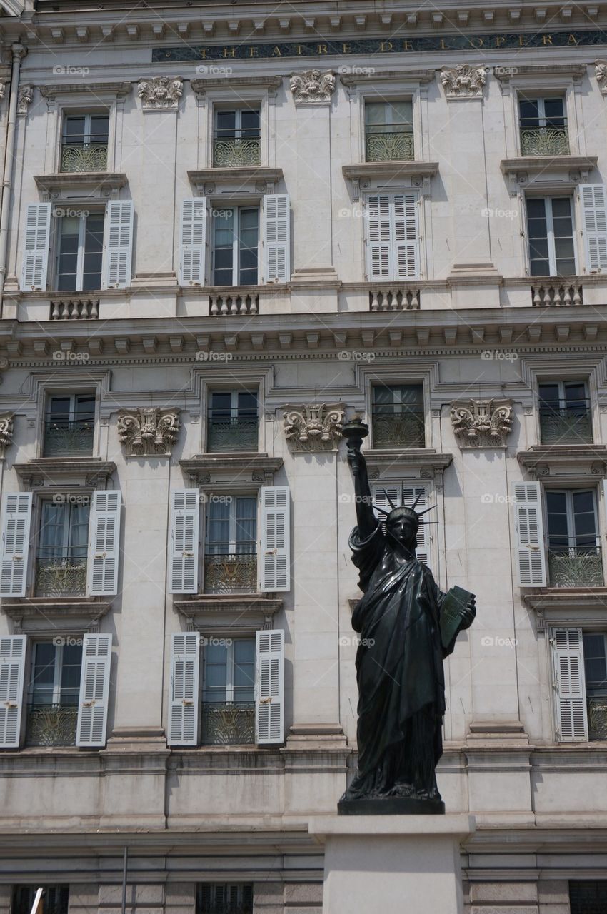 Old building with statue