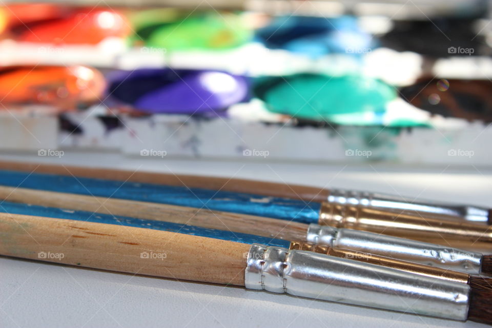 Close-up of paintbrushes