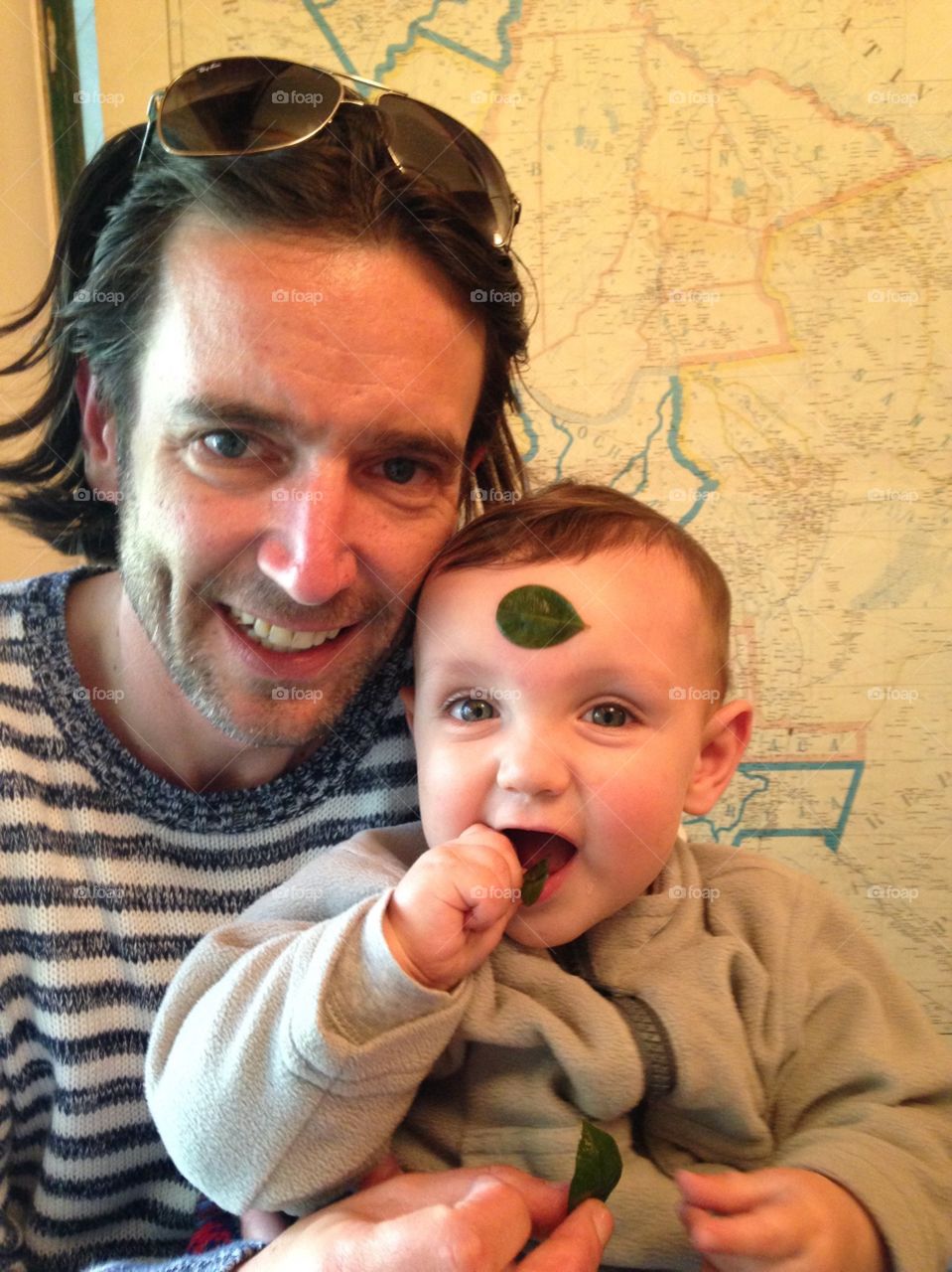 Father and Son enjoying Coca Leaves at the Coca Museum in La Paz Bolivia