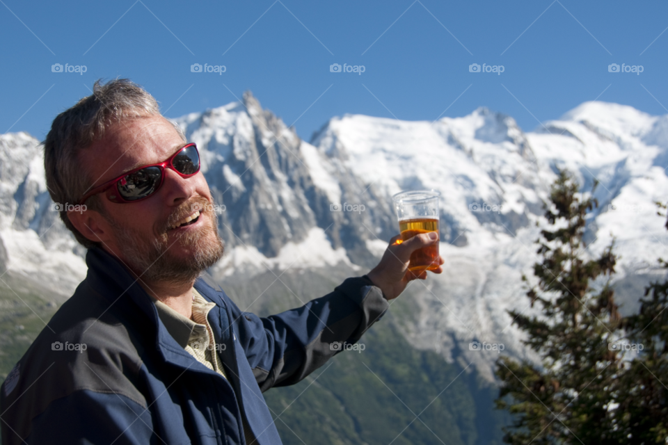 mont blanc chamonix france winter man toast by bobmanley