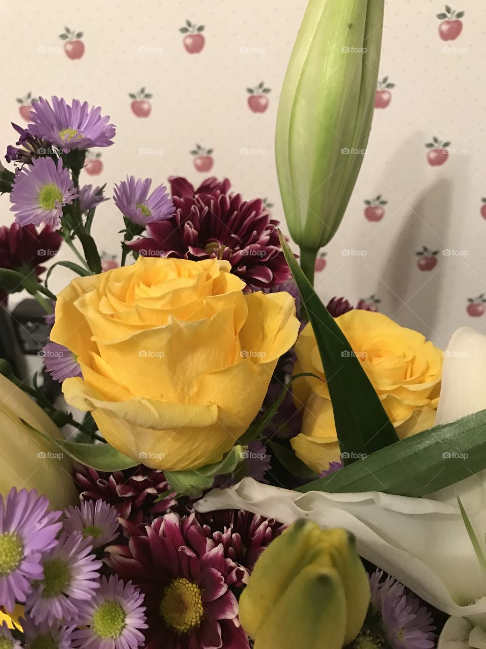 Yellow roses in bouquet