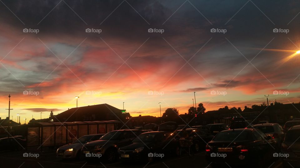 sunset from a car park