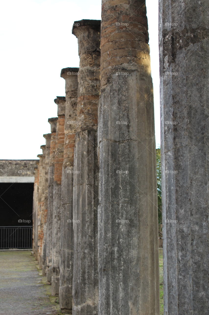 Columns - Archaeological site in Pompeii, Italy