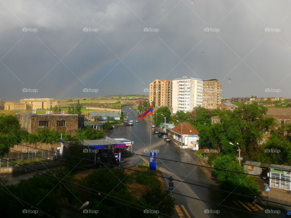 Радуга после дождя,  2-ой Массив, Ереван, Армения