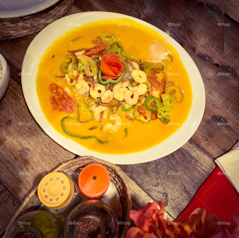 Peixada . Typical fish food of northeast Brazil. It is like a soup . 