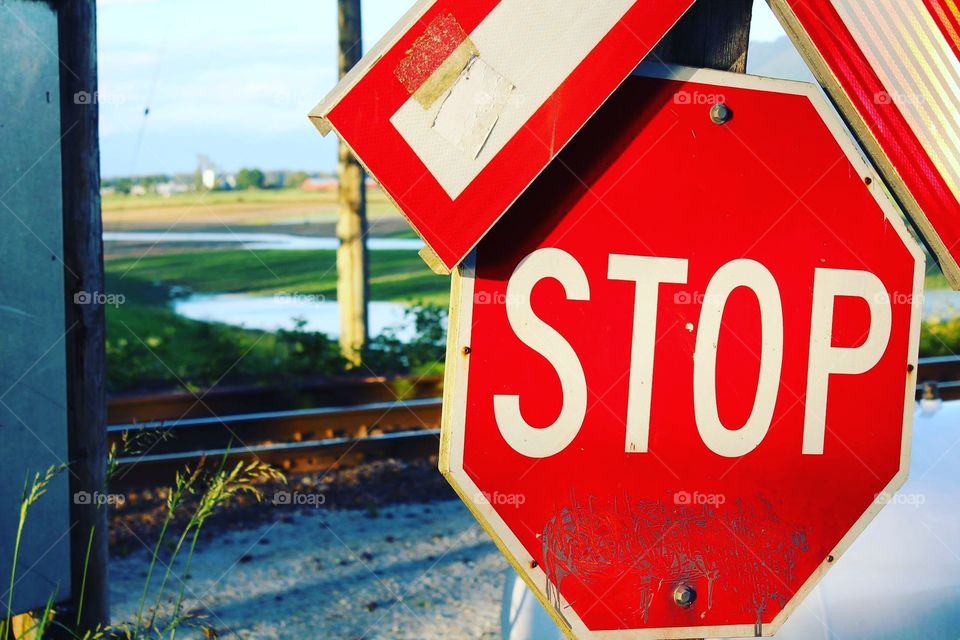 Stopsign at a Railway Crossing