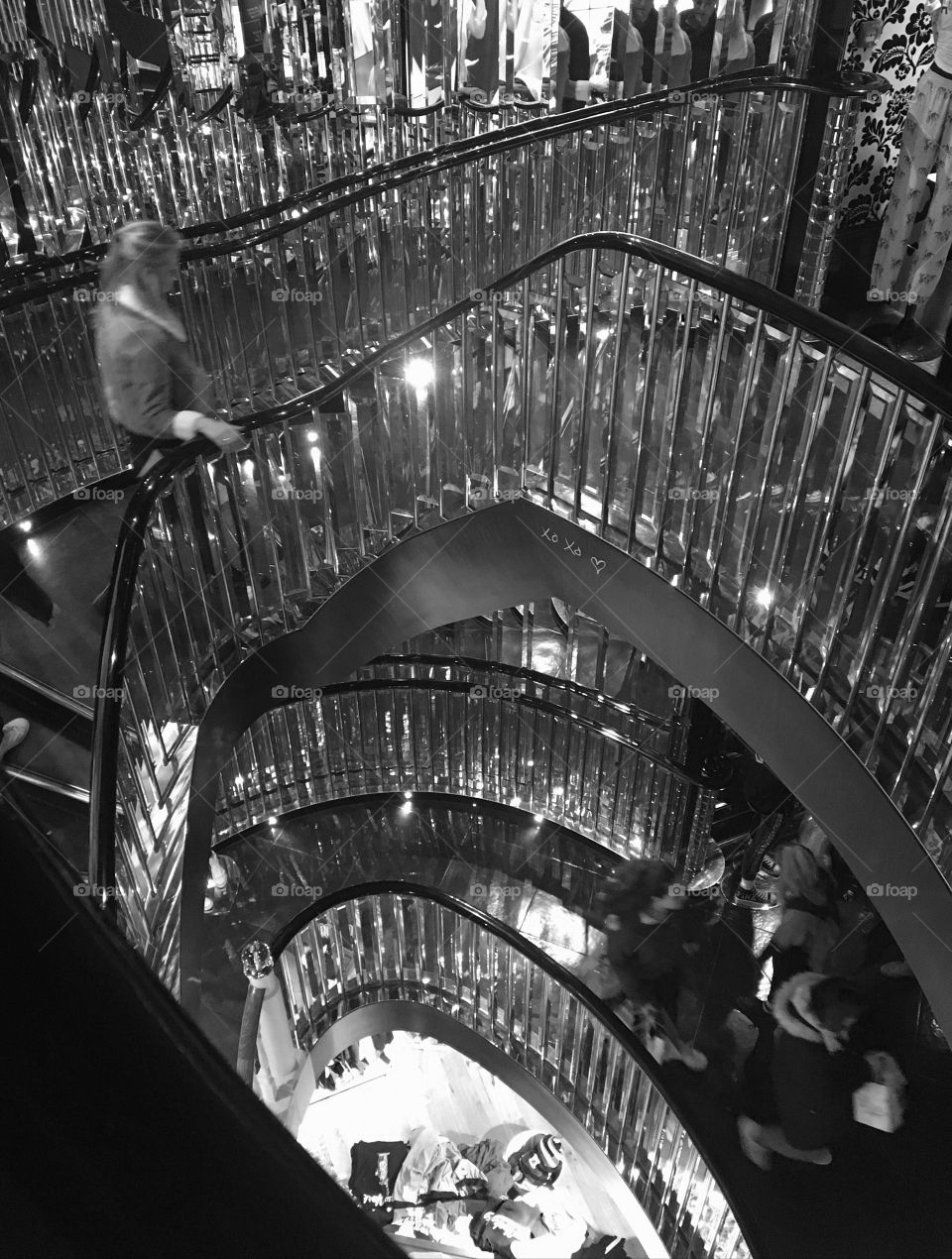 B&W glass stairs spiral