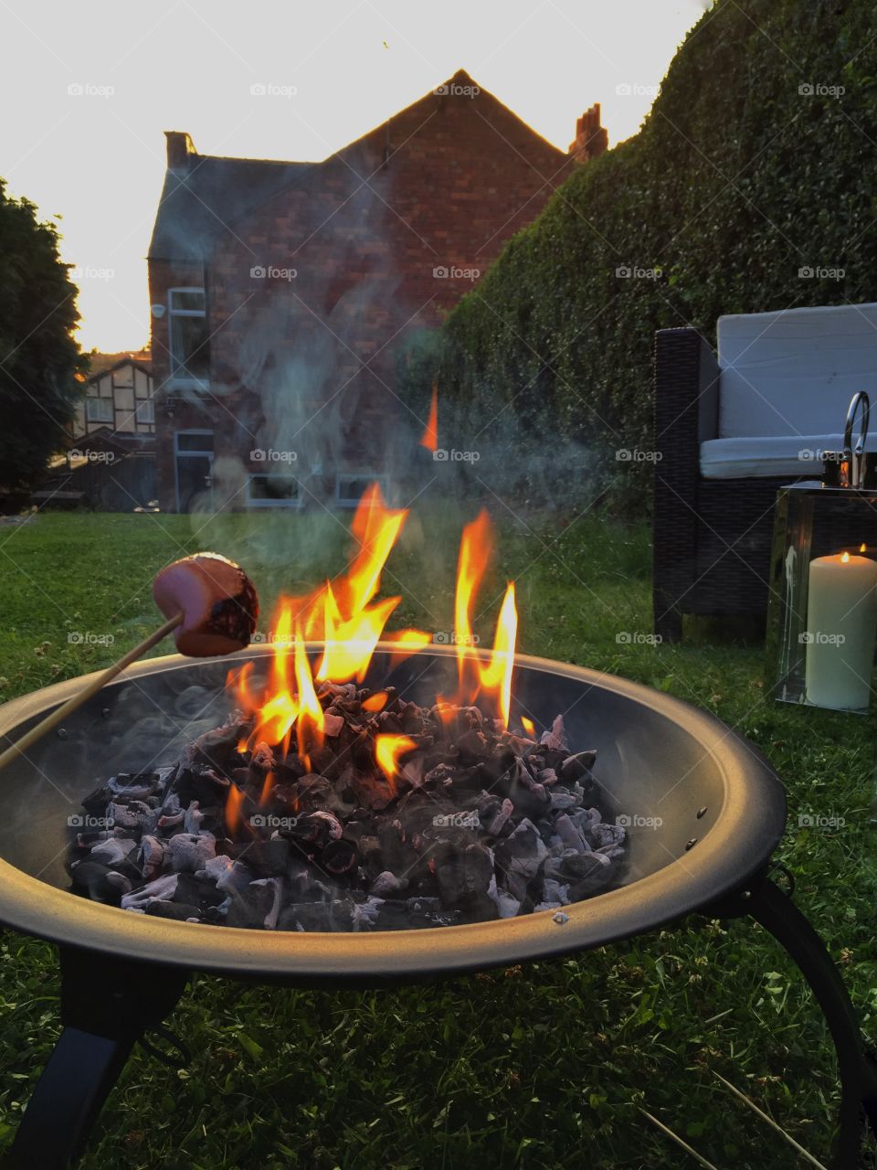 Marshmallows being roasted on flame