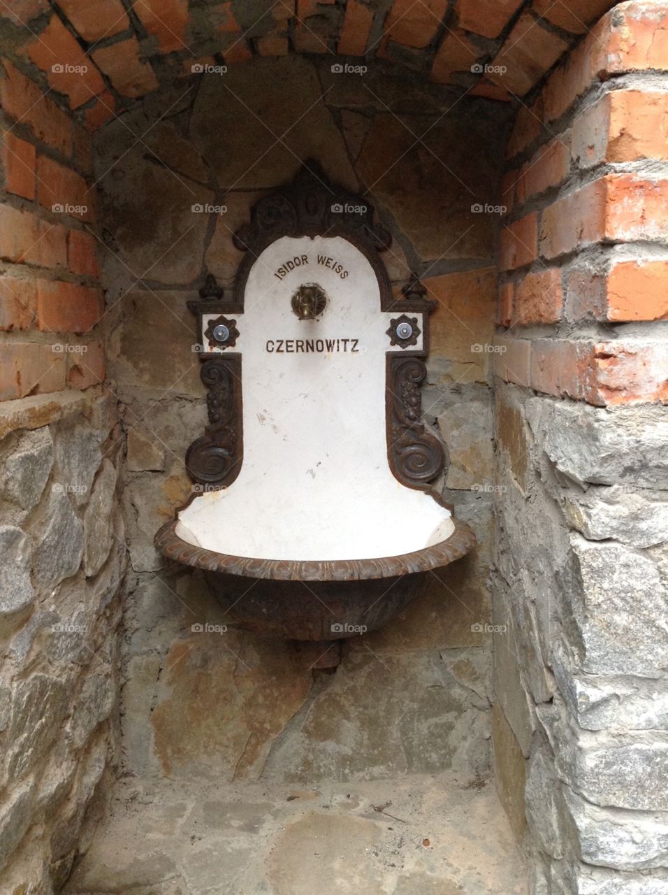 Retro wash stand in the wall of a castle