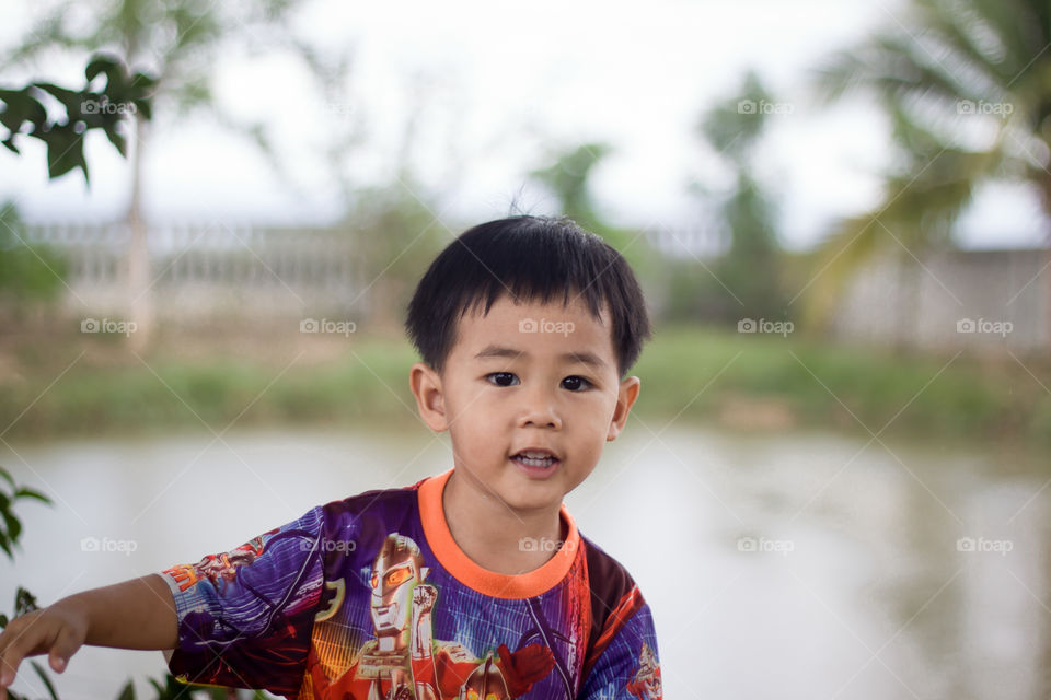 Close-up of an Asian boy