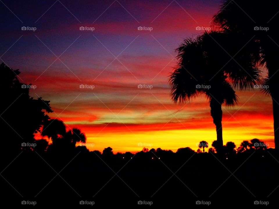 Fall sunset on Florida golf course