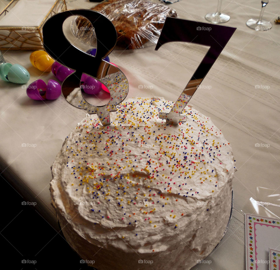 Rainbow sherbert cake. Ice cream cake 