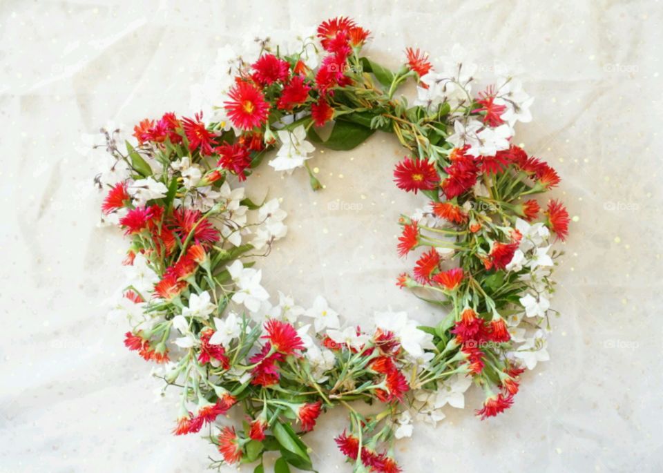 Flowers crown - Red & white