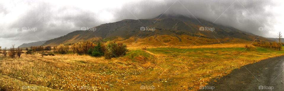 Cloudy Iceland on as autumn day, near Reykjavik.
