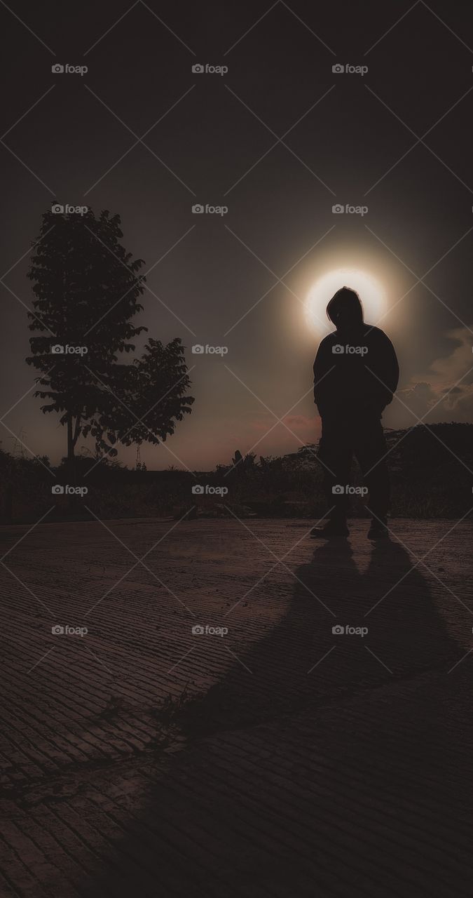 man stand front the sky